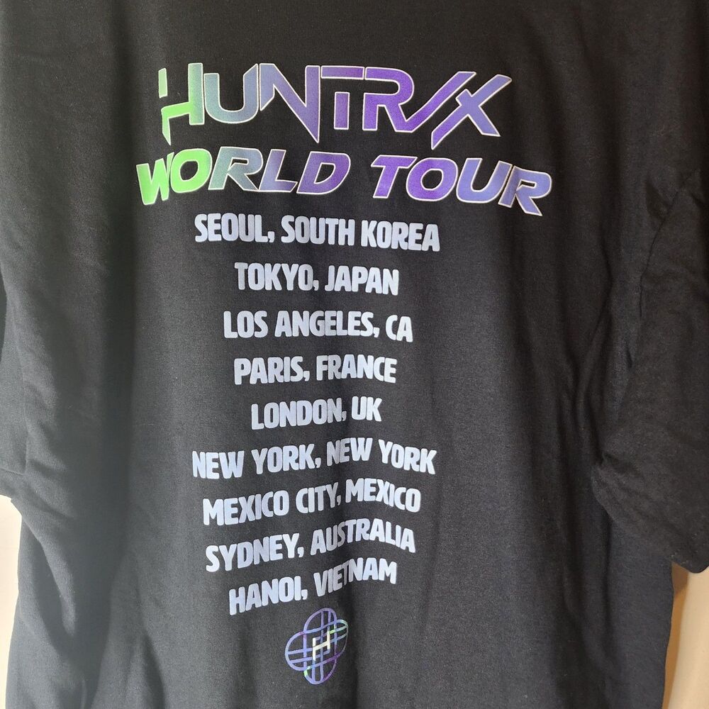 K-Pop Demon Hunters Huntr-x World Tour Shirt Black Size XL Double Sided - Picture 2 of 9